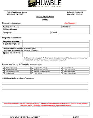 Humble Surveying Order Form